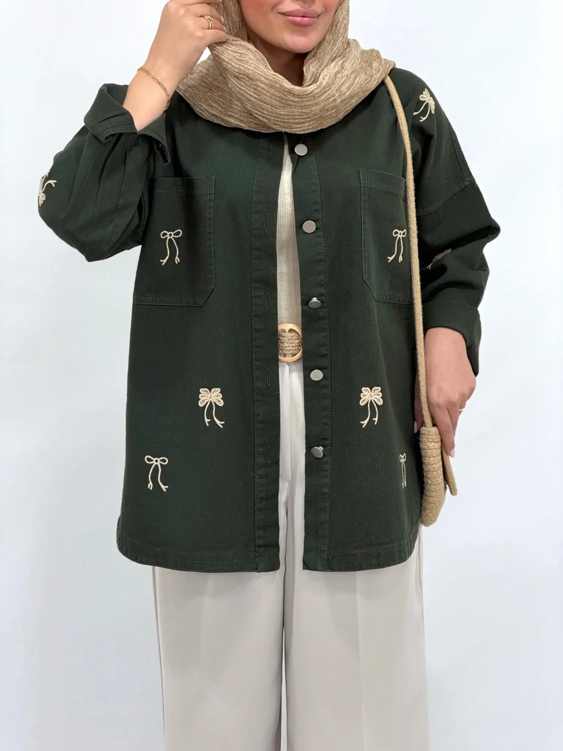 مانتو کتان کاغذی گلدوزی papion 1